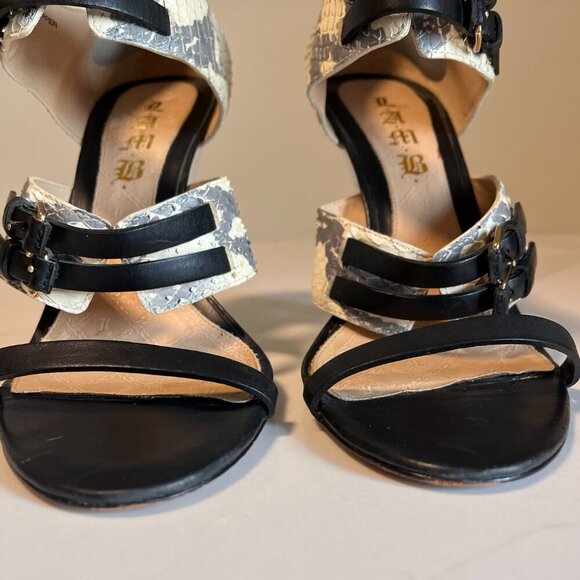 L.A.M.B. Black Grey & Snakeskin Heels Size 10 (fits 9) - Picture 6 of 16